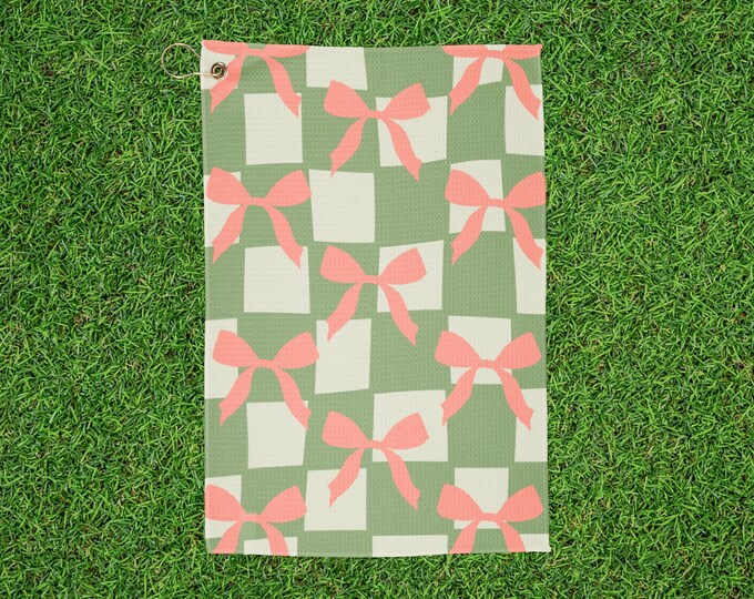 Checkered Bow Golf Towel