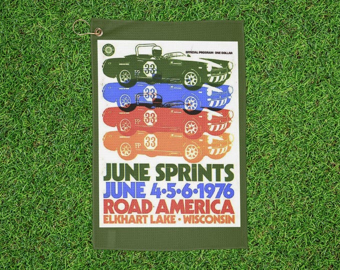 June Sprints vintage race poster Golf Towel | Road America 1976