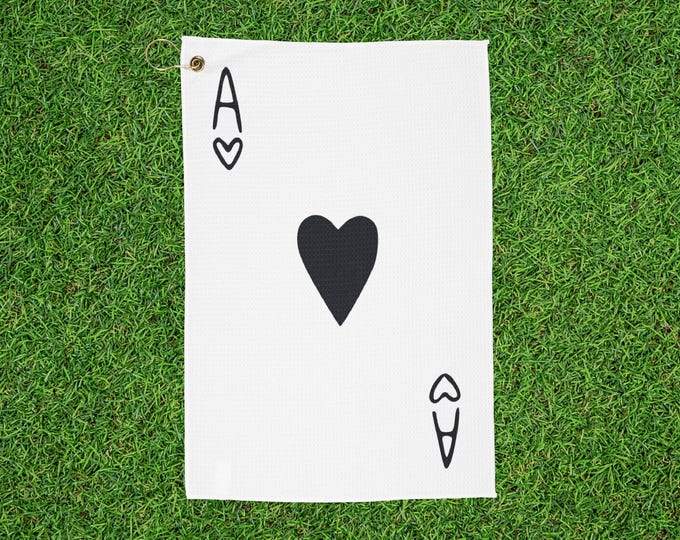 Golf Towel with Ace of Hearts Design