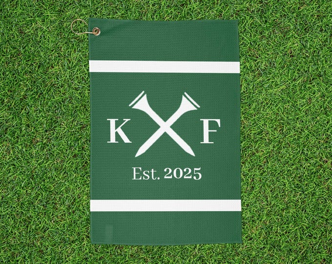 Personalized Monogram Golfer Towel with Clip | Custom Golf Cloth