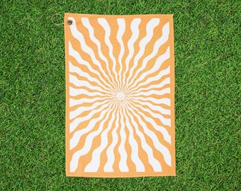 Sunburst Smiley Face Golf Towel