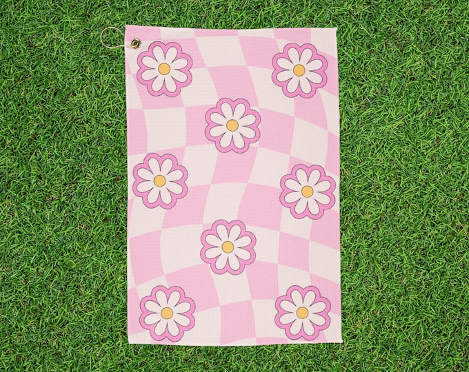 Floral Checkered Golf Towel
