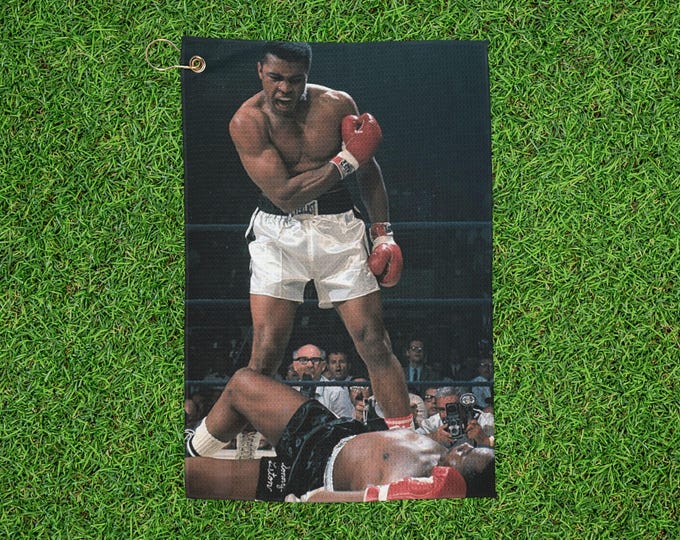 Muhammad Ali 'The Knockout' Golf Towel | Boxing Icon, Vintage Photo, Golfer Boxer Gift, Sports, Men's Clip Towel, Pickleball
