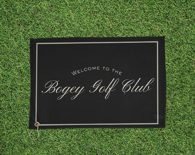 "Welcome to the Bogey Golf Club" Vintage Golf Towel - Black