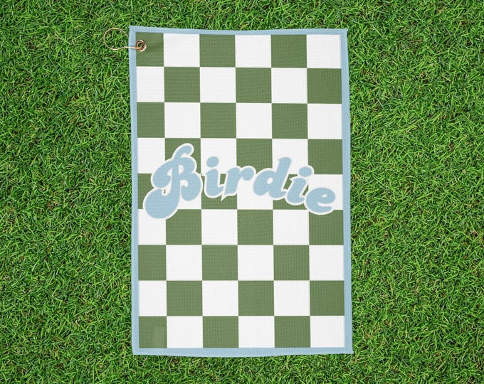 Retro Birdie Checkered Golf Towel