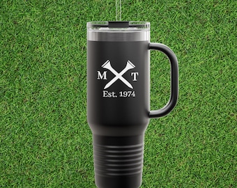 Monogram Golf Tumbler 40oz Insulated Travel Mug | Personalized Golf Coffee Mug
