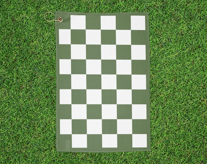Checkered Golf Towel - Green & White
