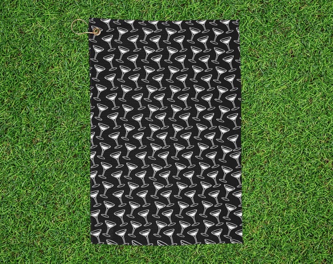 Martini Golf Towel - Black & White