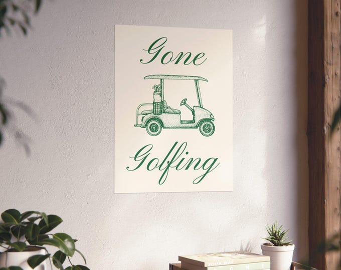 Gone Golfing Vintage Art Print – Retro Golf Cart Poster