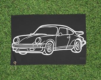 Car Golf Towels - Car Porsche Outline Design