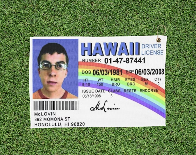McLovin Funny License Golf Towel with Clip