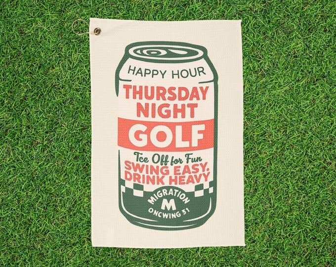 "Swing Easy Drink Heavy" Beer Golf Towel - Vintage Red & Green