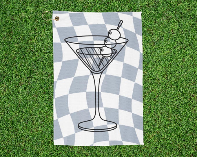 Golf Towel with Checkered Martini