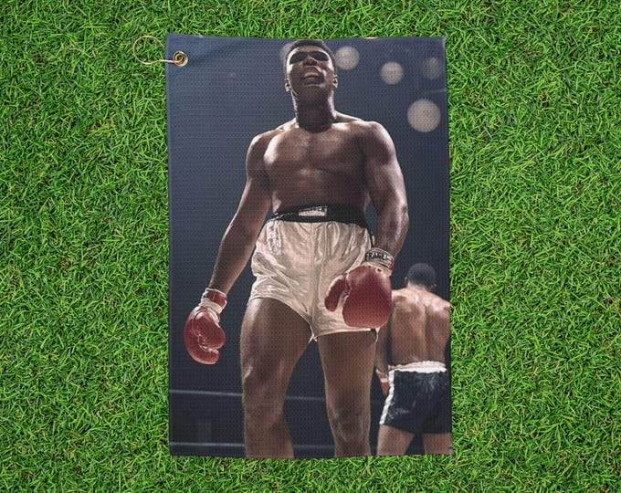 Vintage Boxer Illustration Golf Towel - Muhammad Ali Boxing Merch