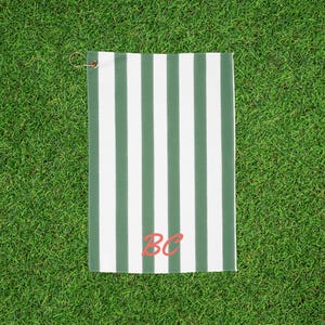 Personalized Striped Green Red Golf Towel - Custom Strip Pattern, Gift for Golfers, Sports Towel, On-course Essentials, Father's Day Gift