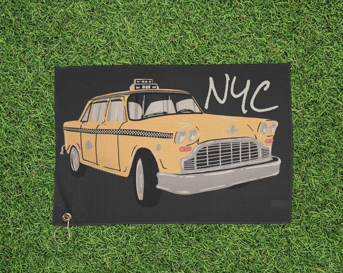 Vintage Taxi Car NYC Golf Towel