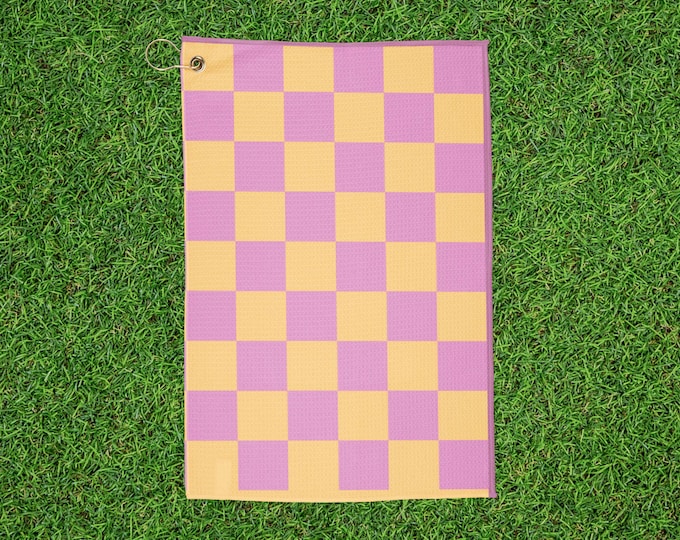 Checkered Golf Towels - Pink & Orange