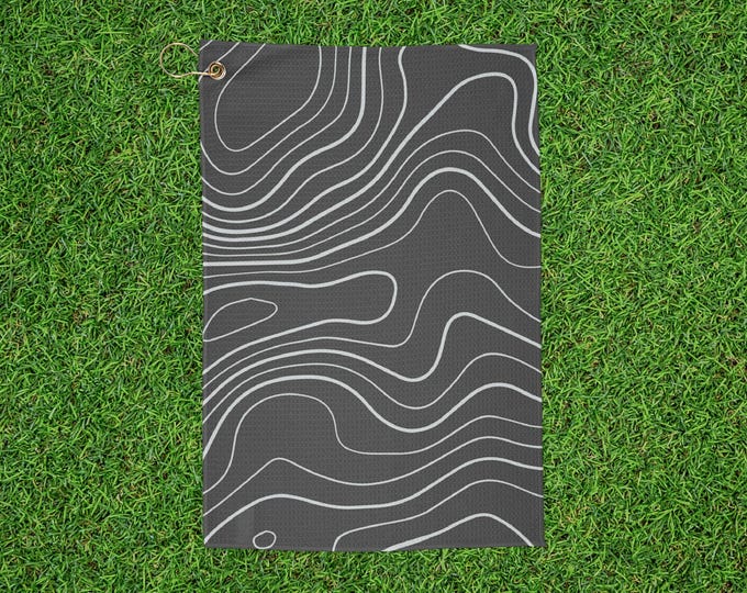 Wavy Orangic Abstract Golf Towel - Black & White