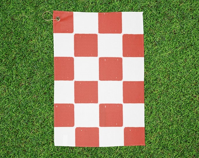 Checkered Golf Towel - Retro Red