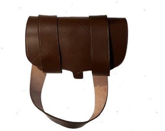 Brown Revolutionary War Cartridge Box With Brown Belt
