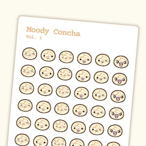 Volume 1 - Cute Conchita Emoji Stickers for Journals, Hobonichi Planners, Mood Trackers
