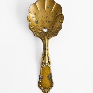 Brass Vintage Ornate Spoon with Heart Detail