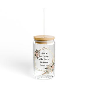 Bicchiere con sorseggiatore floreale - Bicchieri da 16 once, Tazza in vetro ispiratrice, Bottiglia d&#39;acqua ecologica, Contenitore decorativo per bevande, Regalo perfetto [...]