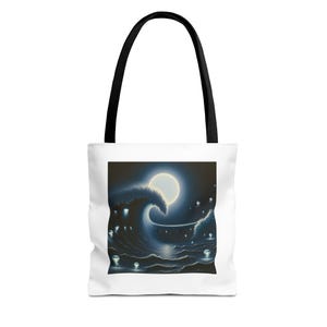Ocean Wave Tote Bag - Artistic Beach Bag, Nautical Handbag, Summer Gift, Eco-Friendly Shopping Tote, Jellyfish Print
