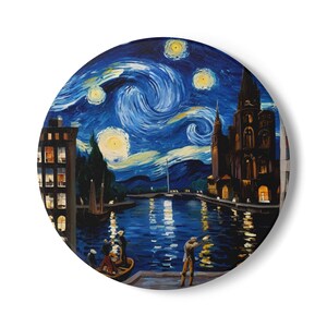 Starry Night Ceramic Coaster, Artistic Coaster, Home Decor, Gift for Art Lovers, Vintage Style Coaster, Kitchen Table Accessory