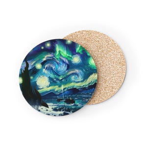 Sous-bocks nuit étoilée, sous-bocks artistiques, décoration d&#39;intérieur, cadeau pour les amateurs d&#39;art, sous-bocks pour table basse, cadeau unique de pendaison de crémaillère