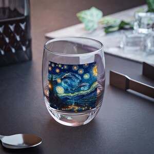 Starry Night Whiskey Glass - Celestial Barware, Galaxy Drinkware, Gift for Whiskey Lover, Night Sky Glass, Astronomy Glassware