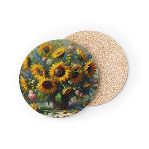 Sunflower Art Coasters - Floral Drink Coasters for Home Decor, Ideal for Gifts, Summer Parties, Housewarmings, Eco-Friendly Design
