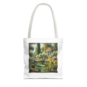 Tranquil Garden Tote Bag | Floral Canvas Carryall for Nature Lovers, Gift for Friends, Eco-friendly Shopping Bag, Artistic Art Print