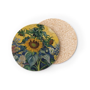 Vincent Van Gogh Sunflower Coasters, Artistic Drink Coasters, Home Decor, Gift for Art Lovers, Eco-Friendly Coasters, Unique Drinkware