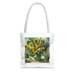 Floral Kunst Einkaufstasche, Vintage Sonnenblume Design, umweltfreundliche Einkaufstasche, Geschenk für Kunstliebhaber, Floral Canvas Tasche, täglichen Gebrauch