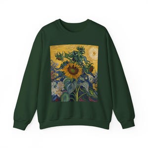 Sunflower Art Unisex Crewneck Sweatshirt | Cozy Gift for Botanical Lovers | Vintage-Inspired Apparel, Fall Fashion, Casual Wear