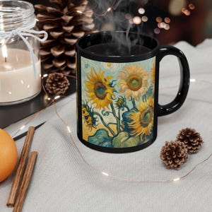 Vincent Van Gogh Sunflower Black Mug - Perfect Gift for Art Lovers, Coffee Lovers, Home Decor, Birthday, and Celebrations