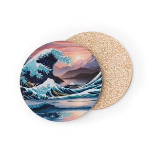 Künstlerische Welle Untersetzer, Ozean Themen Getränkeuntersetzer, Wohnkultur, Geschenk für Strandliebhaber, Küstendekor, Einzigartiges Housewarming Geschenk