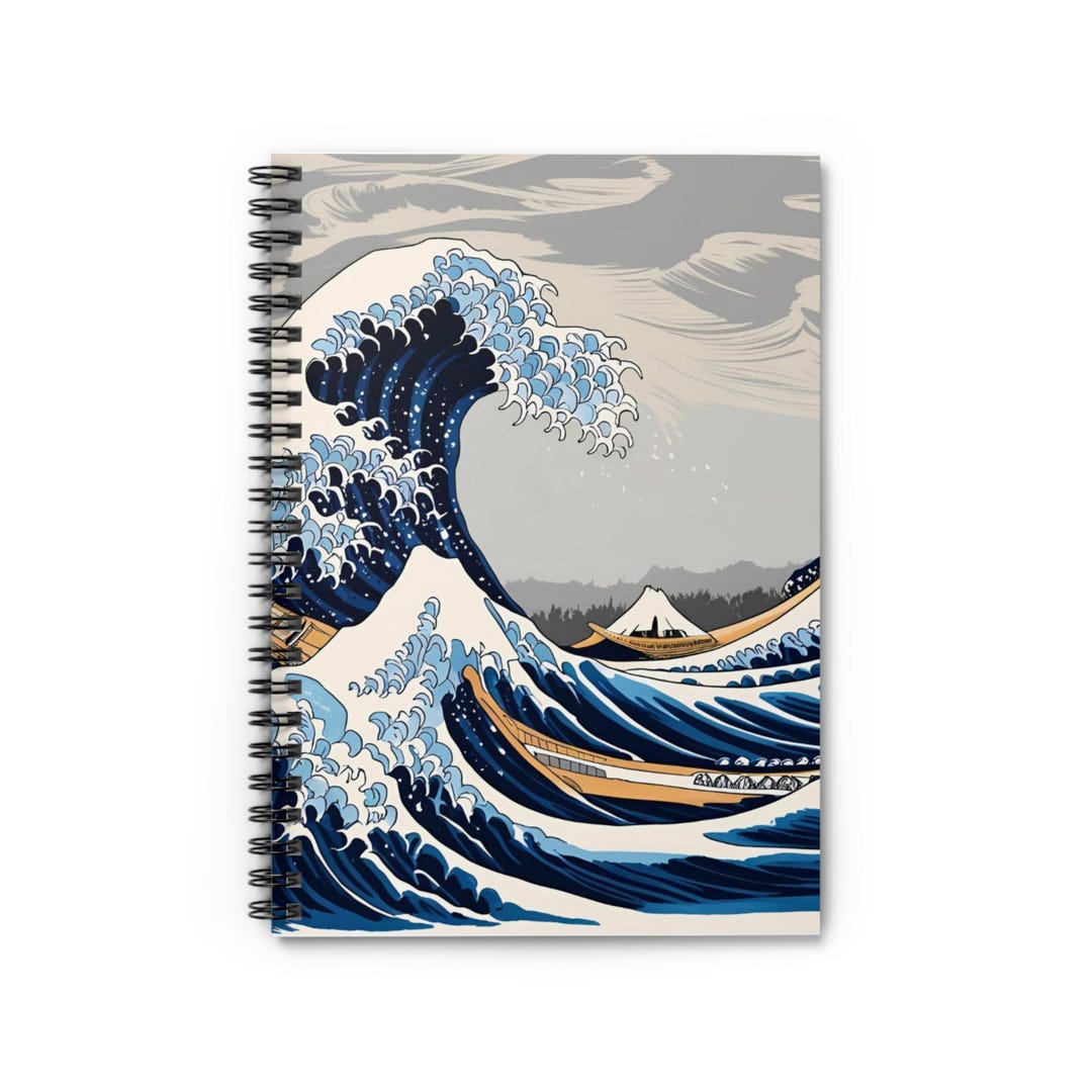 Notebook Wave Line Ocean Wave Spiral Notebook - Perfect for Journaling, Notes, Art, Gifts ...