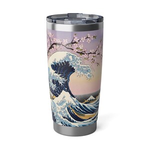 Ocean Wave Tumbler, Travel Mug with Art, Gift for Travelers, Summer Drinkware, Floral Design for Nature Lovers