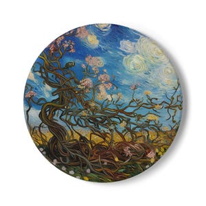 Vincent Van Gogh Inspired Ceramic Coaster, Artistic Drink Coasters, Unique Home Decor, Gift for Art Lovers, Vintage Style Coasters