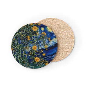 Artistic Coasters with Vincent Van Gogh Design, Vintage Decor, Gift for Art Lovers, Housewarming Present, Home Bar Accessory