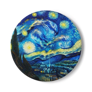 Starry Night Ceramic Coaster, Artistic Drink Coasters, Decorative Home Gift, Vintage Art Coaster, Perfect for Coffee Table Decor