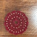 Beaded doily, red and gold, flower doily, table doily, doily lot, crochet look doily, Victorian style, Vintage look