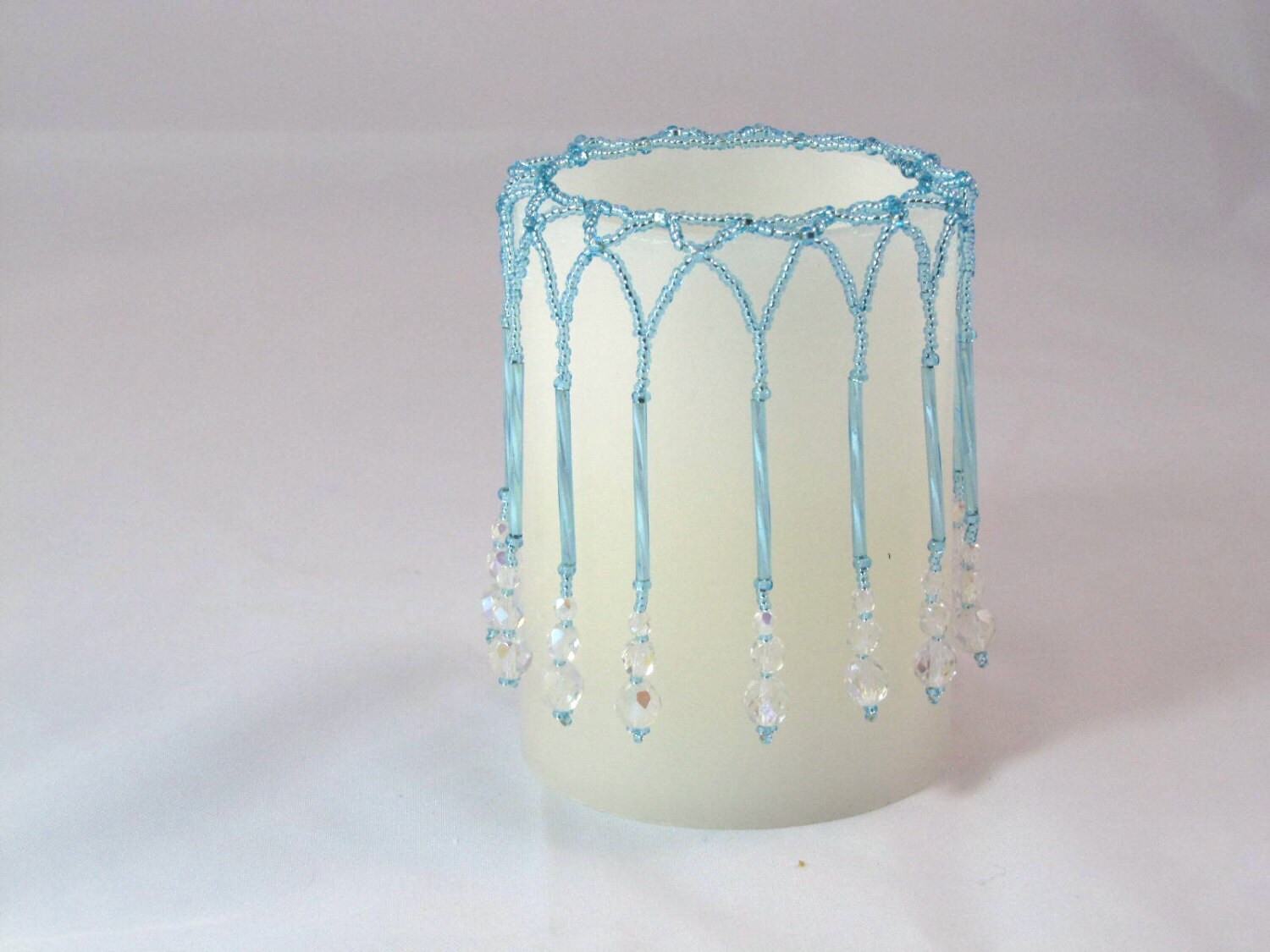 Beaded Candle Cover. Fits 3 X 4 Candle. Made From Etsy