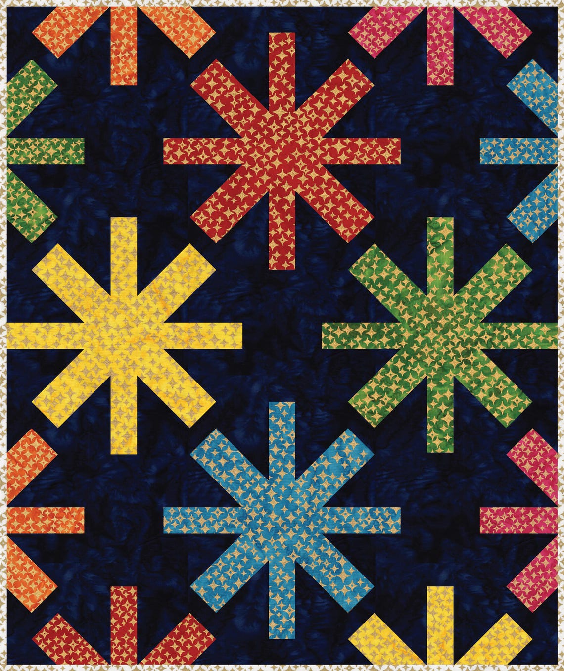 Quilt Kit Throw Size asterisk Pattern Featuring Stardust Fabric By quilt-kit-throw-size-asterisk-pattern-featuring-stardust-fabric-by