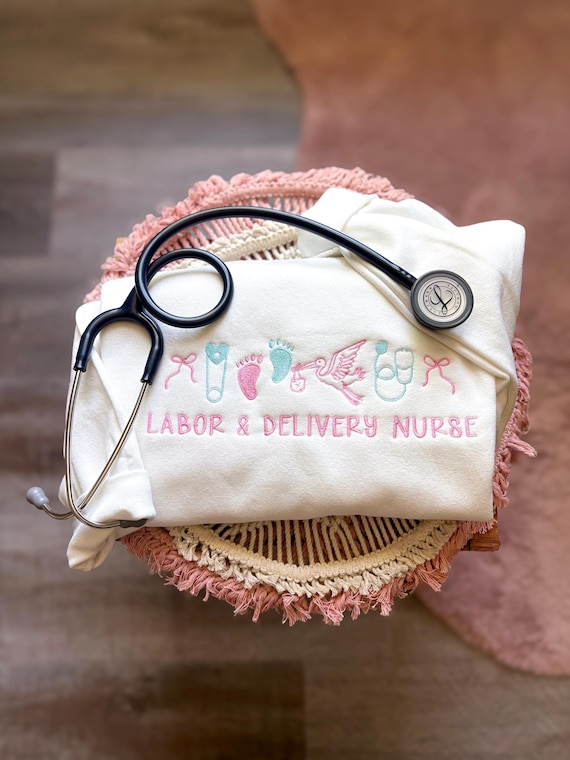Embroidered Labor & Delivery Nurse Sweatshirt, Maternity Ward Crewneck