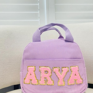 Sac à lunch personnalisé pour enfants - Boîte à lunch isotherme avec nom personnalisé, cadeau de rentrée des classes, cartable pour filles, joli fourre-tout à lunch, sac à lunch d'école