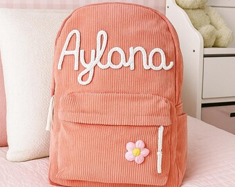 Custom Cordouroy Kids Backpack With Name | School Bag | Toddler Book Bag | Gift for kids| Children's Backpack | Kids Backpack