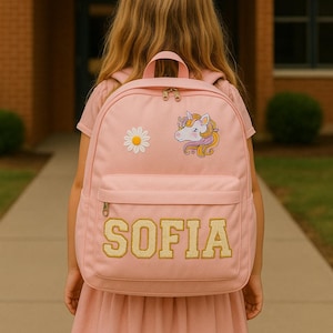 Sac à dos personnalisé pour enfant avec nom - Cartable personnalisé pour fille - Sac à dos préscolaire pour tout-petits - Sac à dos licorne - Cadeau de rentrée